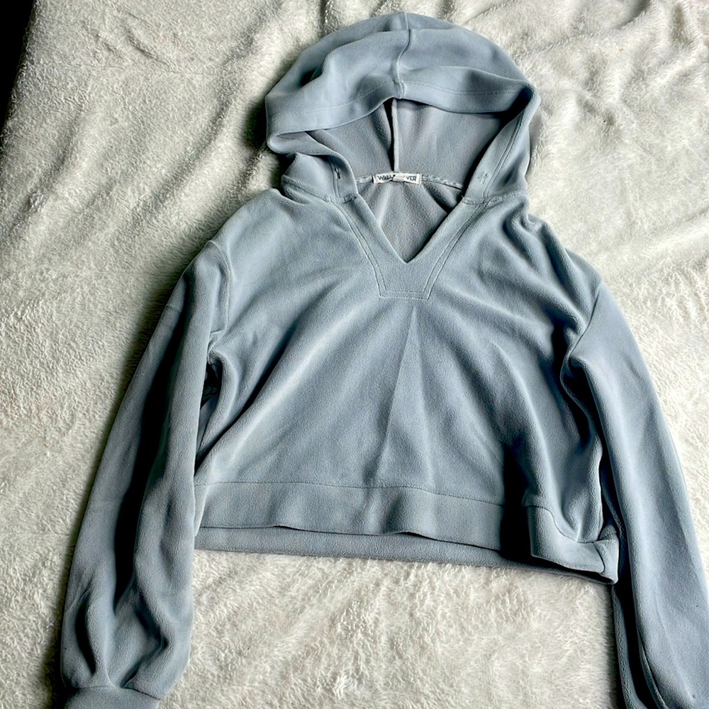 Light blue, V-neck sweatshirt, great condition!